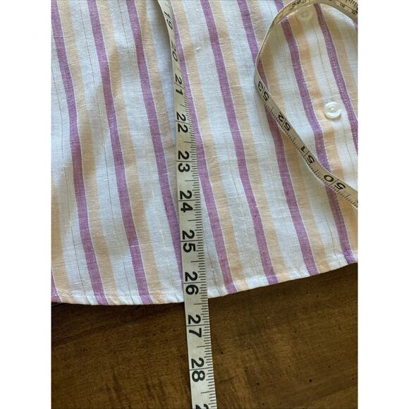 Chicos Women’s Linen Blouse Sz 1 10 New Roll Tab Metallic 3/4 Sleeve No Iron $99 - Picture 7 of 7